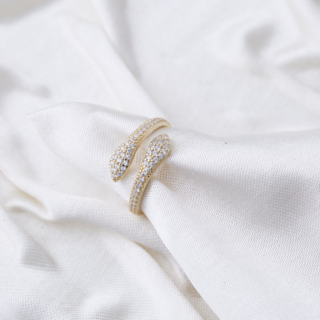 Trendy Two Head Zirconia Snake Design Adjustable Ring