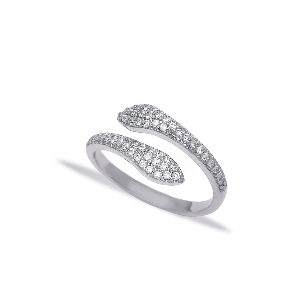 Trendy Two Head Zirconia Snake Design Adjustable Ring