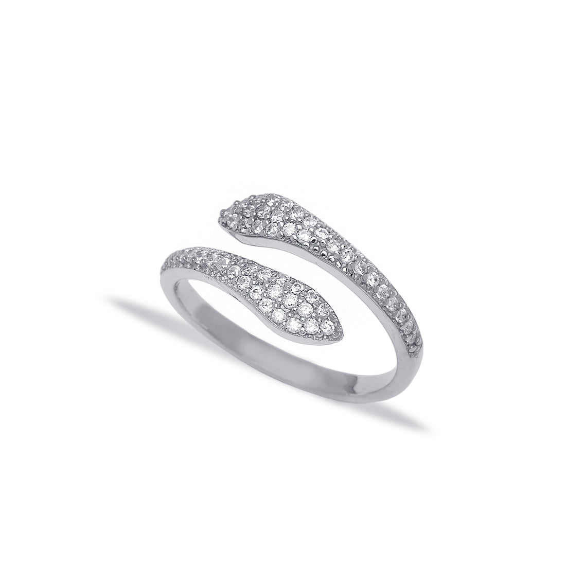 Trendy Two Head Zirconia Snake Design Adjustable Ring