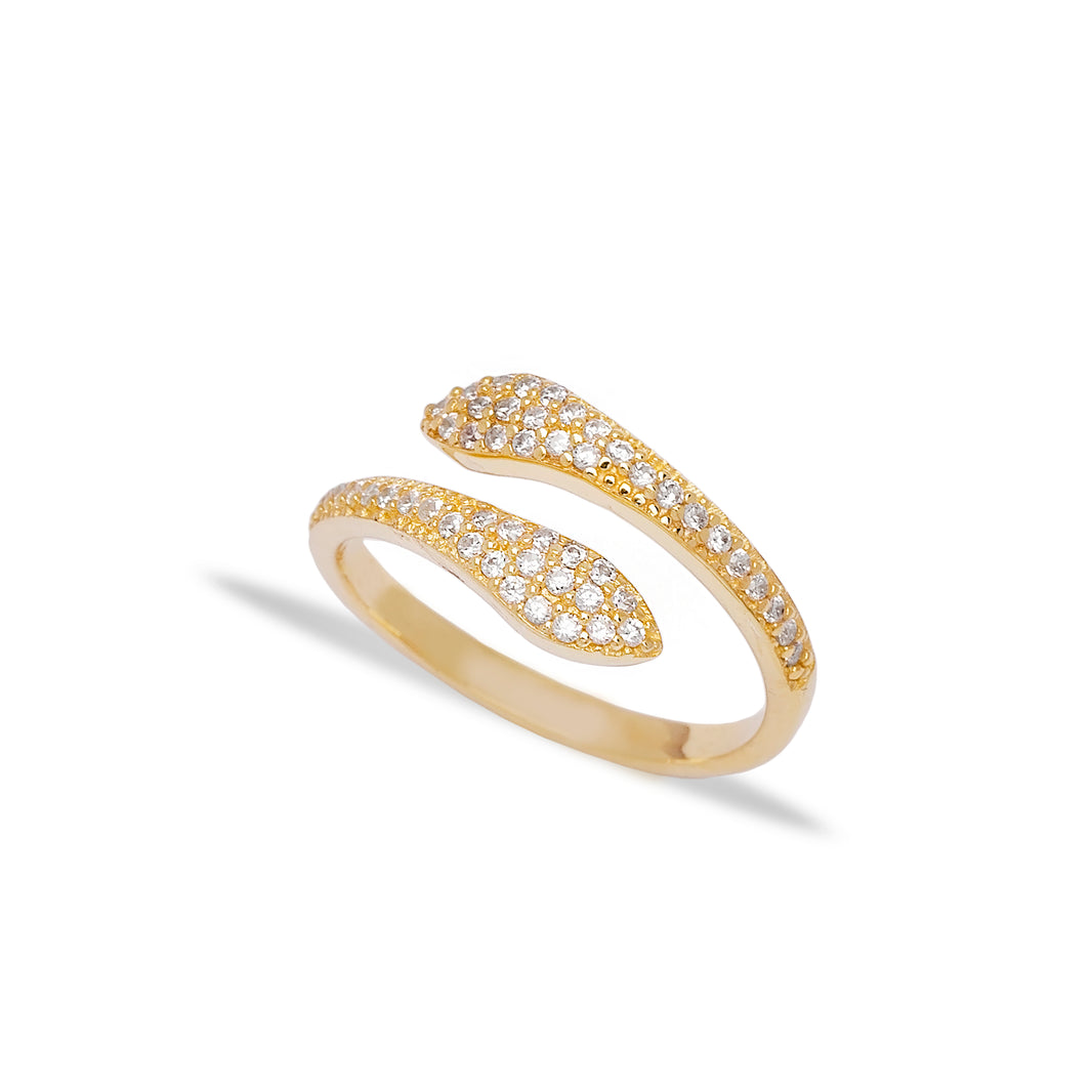 Trendy Two Head Zirconia Snake Design Adjustable Ring